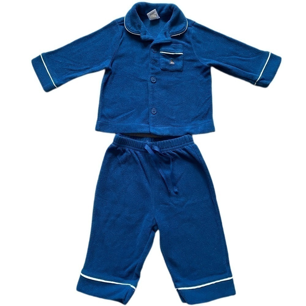BABY GAP Flannel Collared Button down Shirt Pajama Set 2 Pairs Size 6-12 mnths - Picture 3 of 12